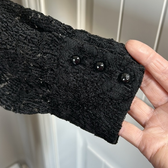 Anthropologie Eri Ali Ramona Lace Off the Shoulder Top Black Long Sleeve M NEW - Picture 7 of 14